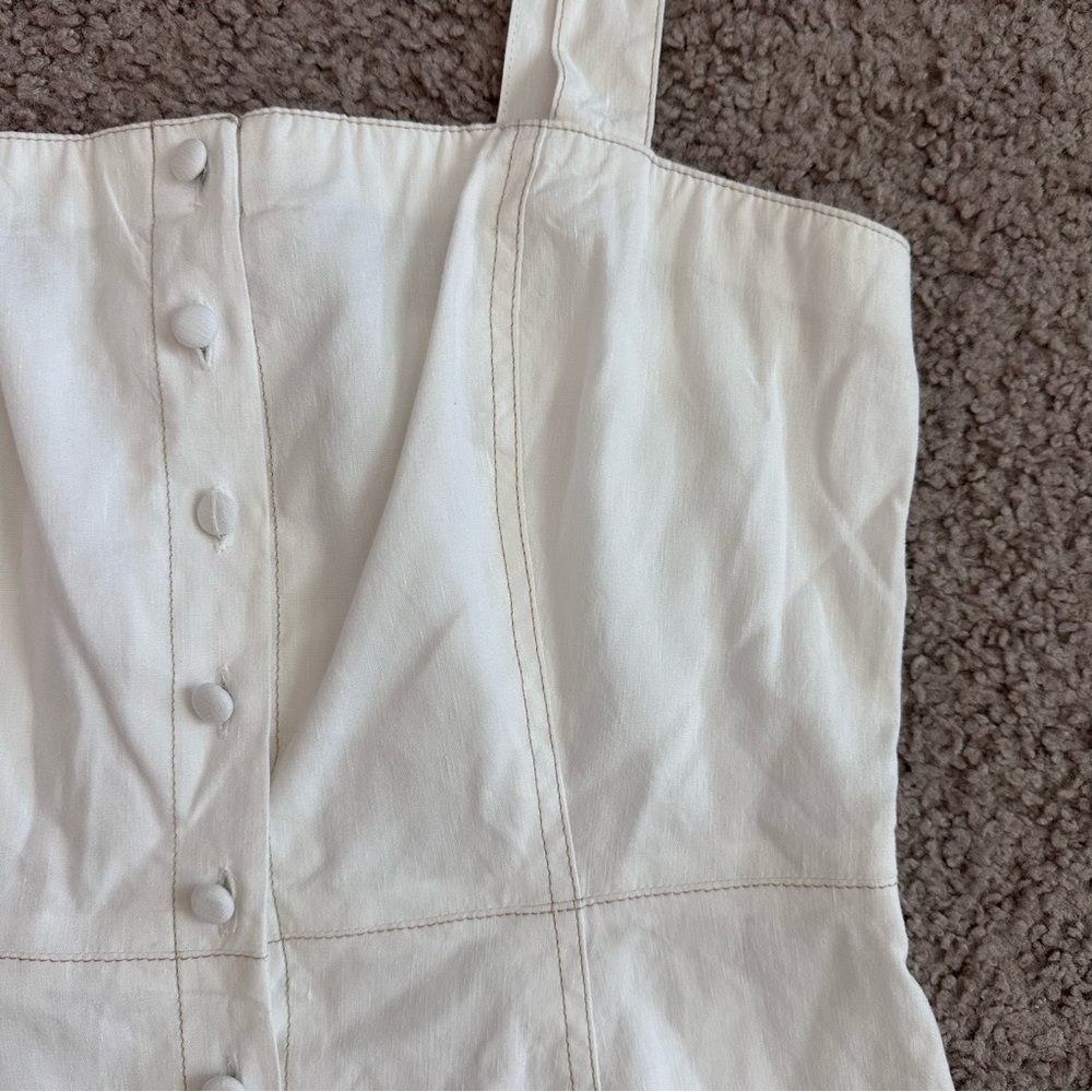 Theory Womens 4 Kayleigh Linen Blend White Button Front Mini Dress - Picture 10 of 16